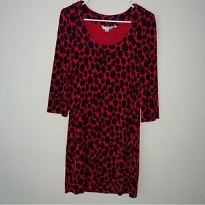 Boden Mia Tunic Dress  Women’s UK 12 US 8 Red Spotted Long Sleeve Jersey Knit